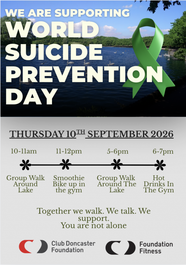 Series of activities planned to mark World Suicide Prevention Day at Club Doncaster Foundation